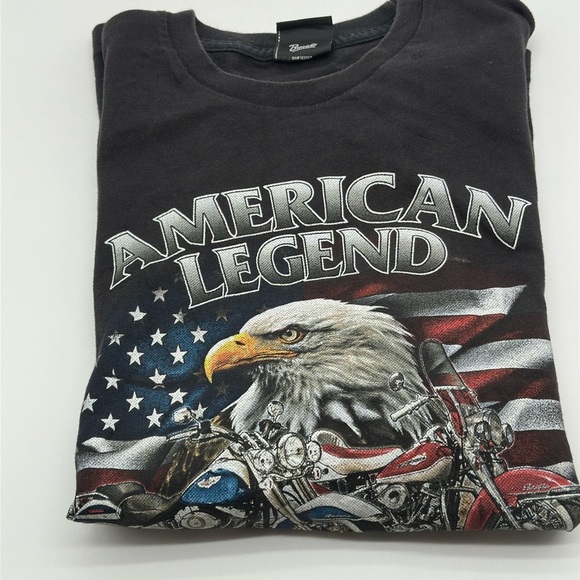 Harley Davidson American Legend Shirt Eagle Flag Bravado Made In USA Medium 2015 - Picture 2 of 12